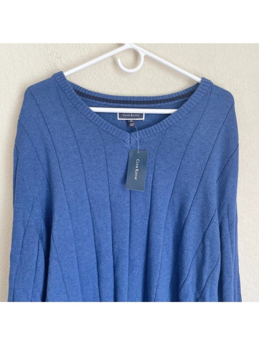Club Room Men's Retro V Neck Pullover cardigan Sweater Blue Size 3XL - Picture 2 of 10